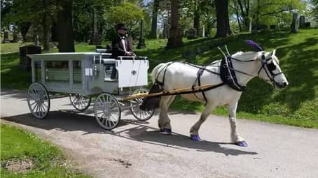 The Funeral Coach during a service in Warren, OH