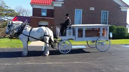  Our horse drawn funeral coach at a funeral in PA