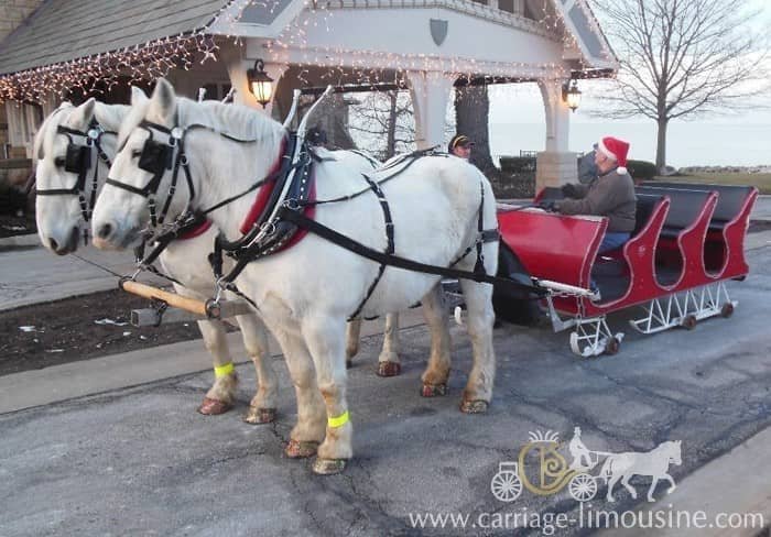 Our one of a kind horse drawn sleigh between giving Sleigh rides in Bratenahl, OH