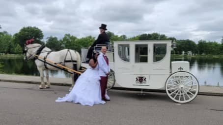 Our one of a kind Royal Coach after a wedding ceremony outside of Pittsburgh in Hermitage, PA