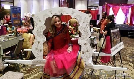 Ornate hand-crafted Indian wedding doli on display at a bridal show in Pittsburgh PA