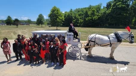  Our horse drawn funeral coach at a funeral in Cleveland / Bedford Heights, OH