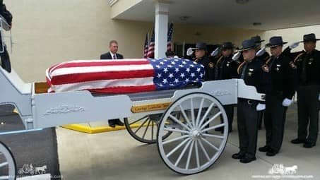 Caisson Hearse at a military-style funeral in Coshocton, OH