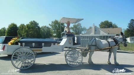 Horse-drawn Caisson Hearse at a funeral service in Randolph, OH