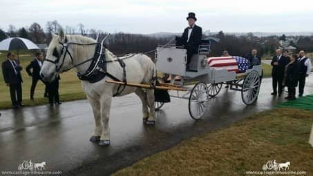 Caisson Hearse in procession at a West Mifflin, PA funeral