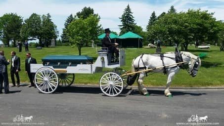 Horse-drawn Caisson arriving at a funeral in Brook Park, OH