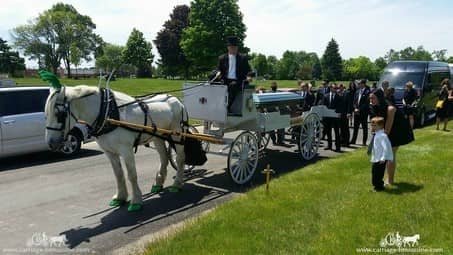 Caisson Hearse and Percheron horses at a Brook Park, OH funeral