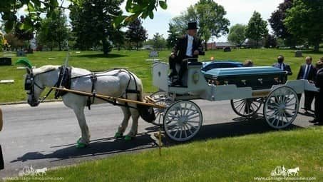 Horse-drawn Caisson Hearse at a funeral service outside Cleveland, OH