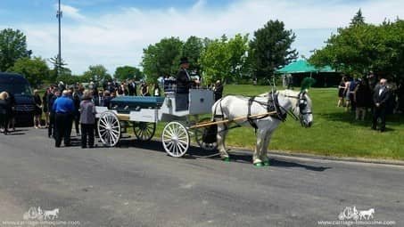 Close view of the Caisson Hearse during a funeral service in Brook Park, OH