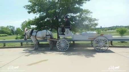 Caisson Hearse at Cleveland Memorial Gardens for a funeral near Cleveland, OH