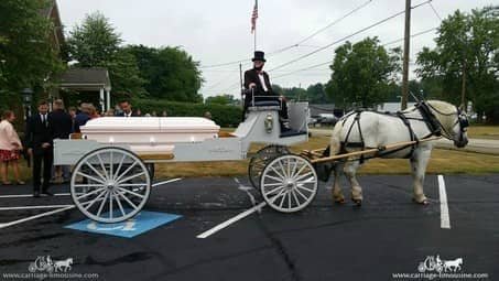 Caisson Hearse at a funeral procession in Hartville, OH