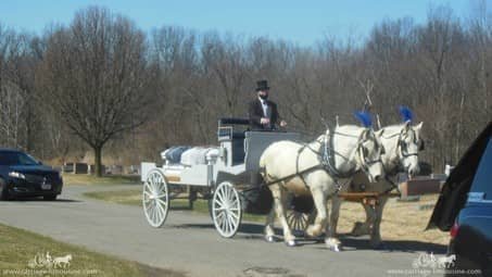 Horse-drawn Caisson Hearse at a funeral service in Lorain, OH