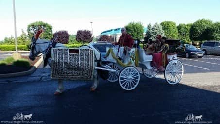 Groom and family in the Indian Baraat Carriage heading to the venue in Canonsburg, PA