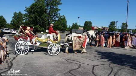 Indian Baraat Carriage moving through a procession outside of Cleveland, OH