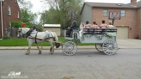 Our Limousine Carriage taking the bride and her bridesmaids to the wedding in Monaca, PA