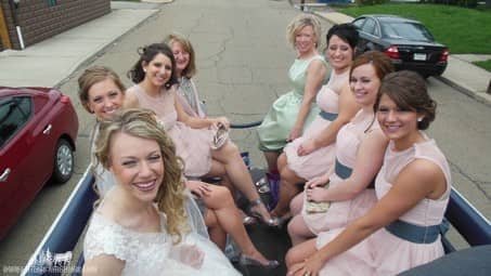 Our Limousine Carriage taking the bride and her bridesmaids to the ceremony in Monaca, PA