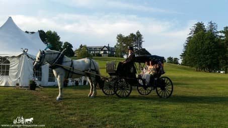 Our Princess Carriage arriving at a wedding at Linden Hall in Dawson, PA