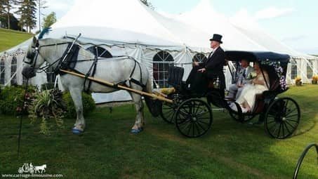 Our Princess Carriage departing a wedding at Linden Hall in Dawson, PA