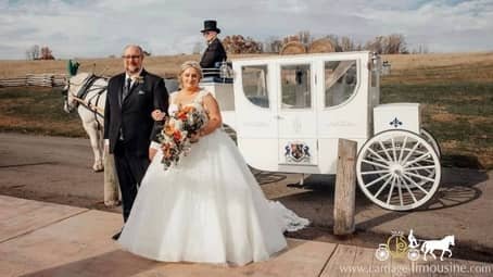 The bride and her father before walking down the isle in front of our Royal Coach