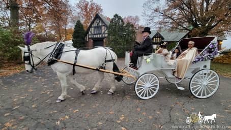 Birthday queen arriving in the Victorian Carriage at Stan Hywet in Akron, OH
